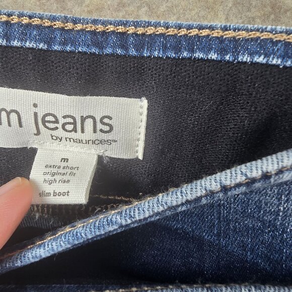 Maurices Slim Bootcut High Rise Distressed Jeans Medium X-Short Original Fit - Picture 5 of 11